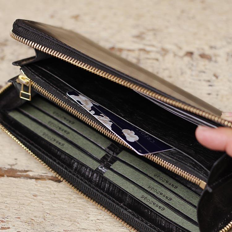 シェルコードバン ラウンドファスナー 長財布 ロングウォレット 革財布 ラウンドジッパー 手作り 手縫い 日本製  ガイア2096の画像