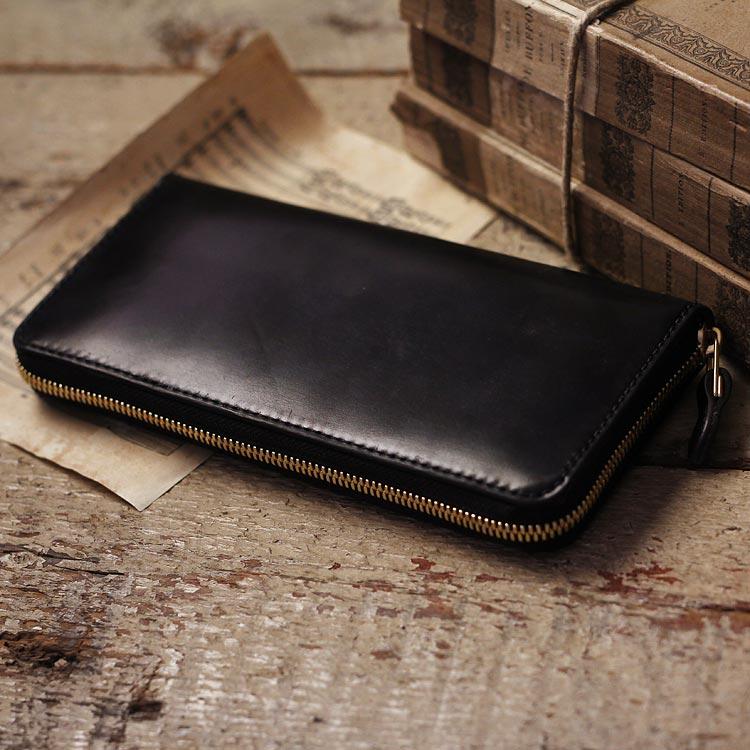 シェルコードバン ラウンドファスナー 長財布 ロングウォレット 革財布