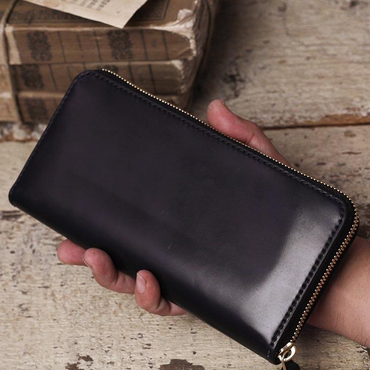 シェルコードバン ラウンドファスナー 長財布 ロングウォレット 革財布