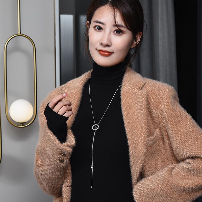 ネックレス レディース チェーン ロング ペンダント シルバー ダイヤ