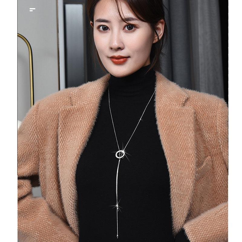 ネックレス レディース チェーン ロング ペンダント シルバー ダイヤ