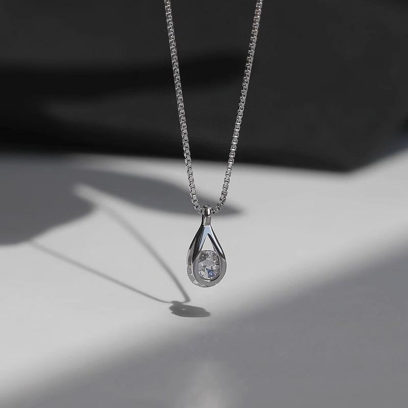 ネックレス レディース ロング ペンダント チェーン 水滴ダイヤ 韓国風