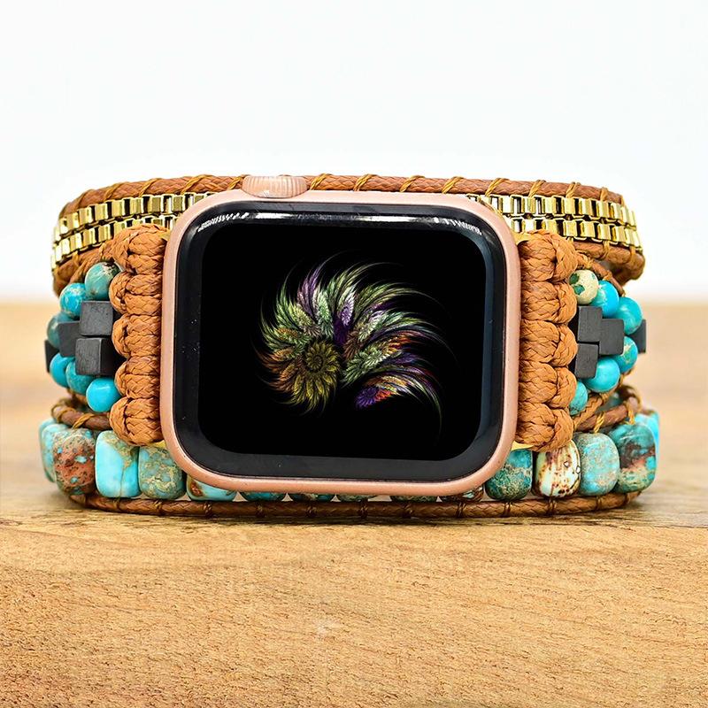 アップルウォッチバンド Apple watchベルト 天然石素材 伸縮性