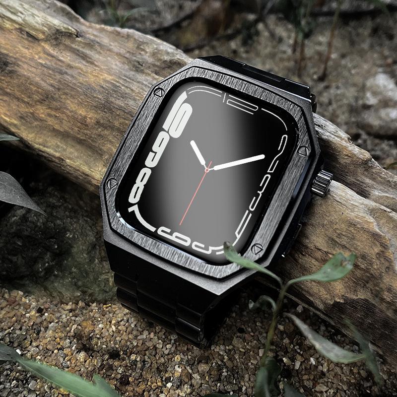 アップルウォッチケースバンド一体型  Apple Watchカバーバンドセット ステンレス 金属 44mm 45mmの画像