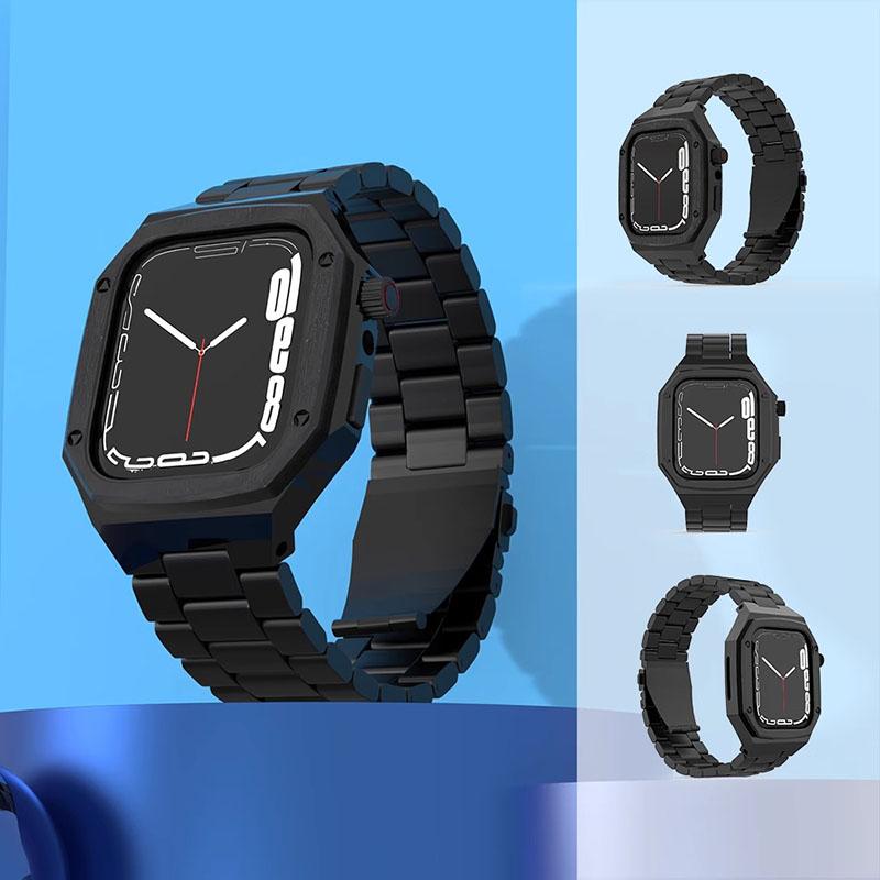 アップルウォッチケースバンド一体型  Apple Watchカバーバンドセット ステンレス 金属 44mm 45mmの画像