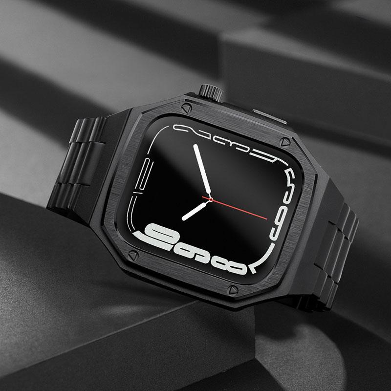 アップルウォッチケースバンド一体型  Apple Watchカバーバンドセット ステンレス 金属 44mm 45mmの画像