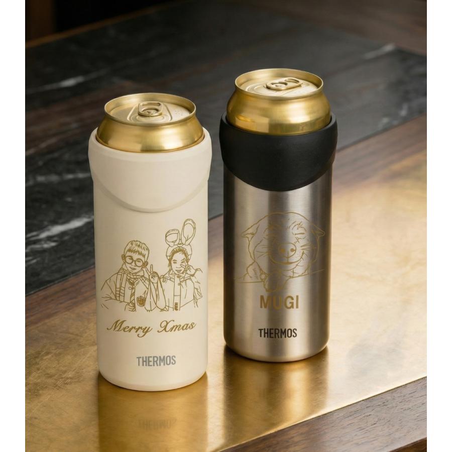 THERMOS（サーモス） 名入れ 【写真から線画に】 写真入り 缶ホルダー