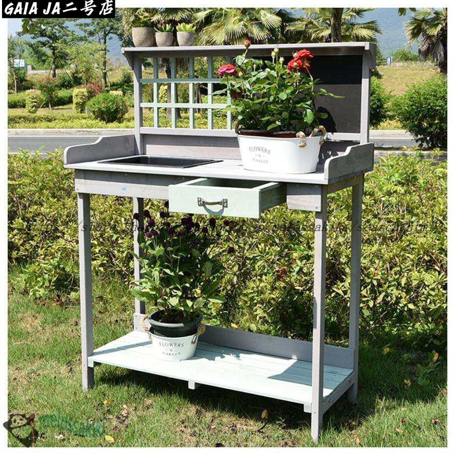 36''木製ガーデンポッティングベンチ作業台屋外ガーデン作業台テーブル