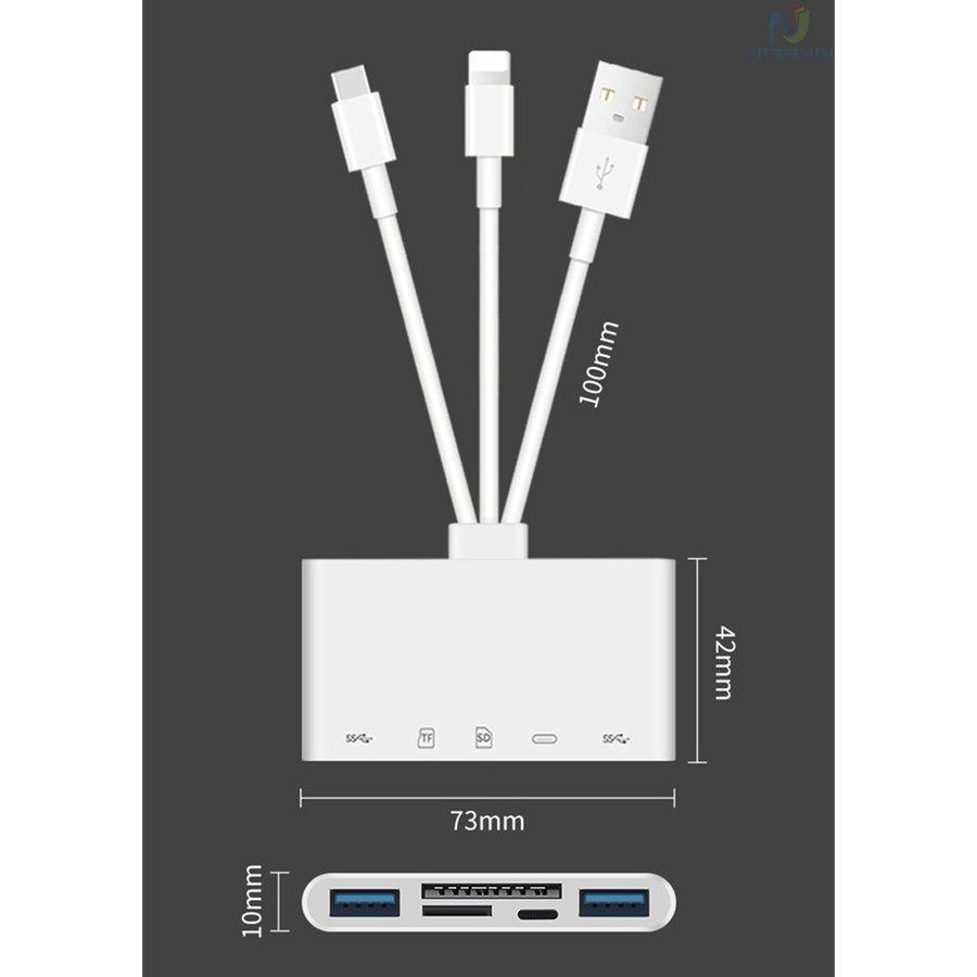 SDカードリーダー iPhone マイクロSDカード 変換アダプター ハブ USB3.0 Type-c Lightning 5in1｜gaias｜08