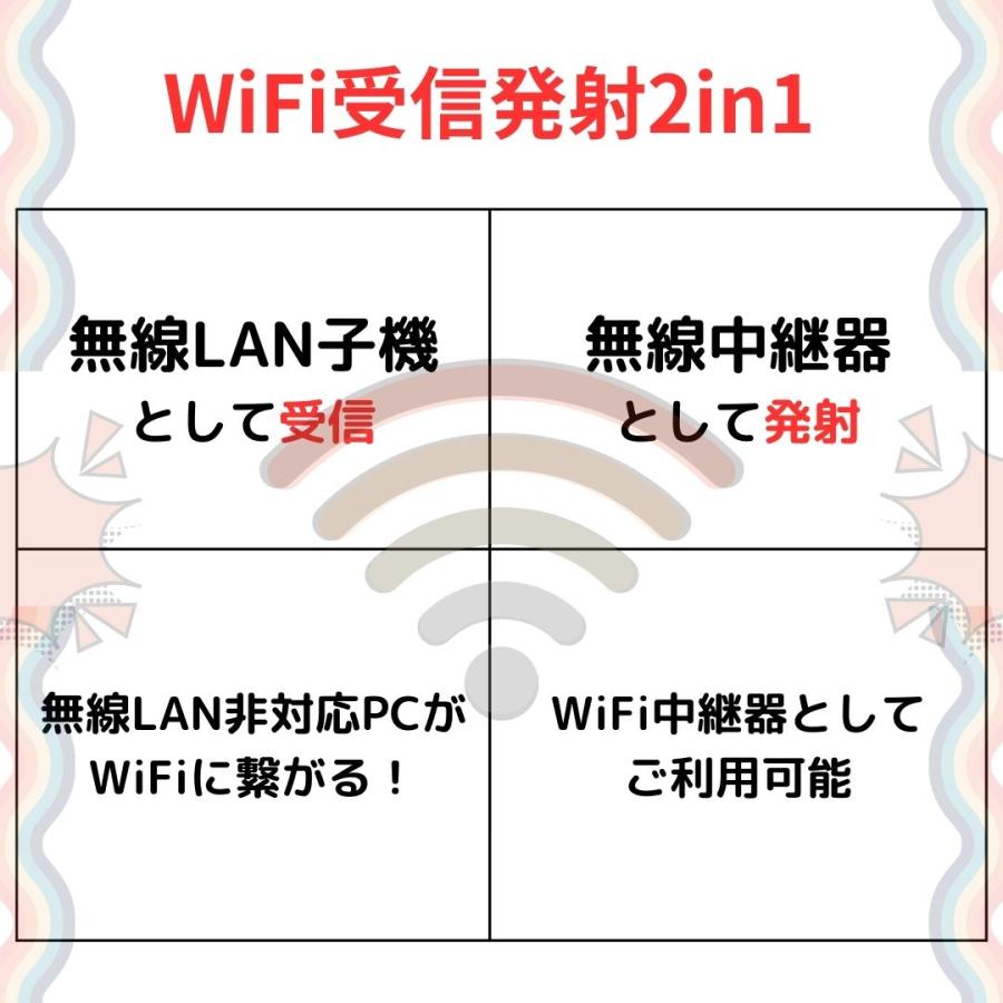 wifi 中継器 wi-fi 無線LAN子機 ワイファイ 1300Mbps WiFiアダプタ 2.4G/5G wifi USB3.0式 360度回転｜gaias｜08