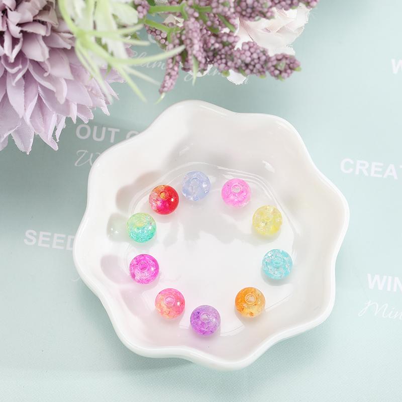 カスタムボールペン ビーズ アクリルビーズ カラフルお花金箔封入 