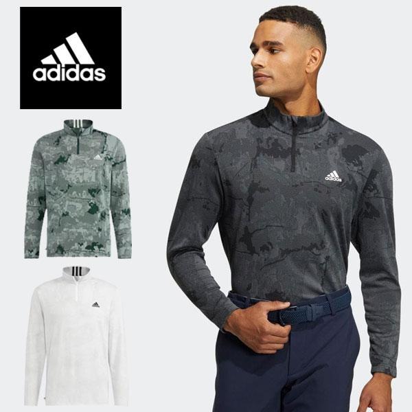 adidas メール便発送 即納可☆【adidas】アディダス トーナルジャカード 裏起毛 長袖ストレッチジップモックシャツ ゴルフ ...