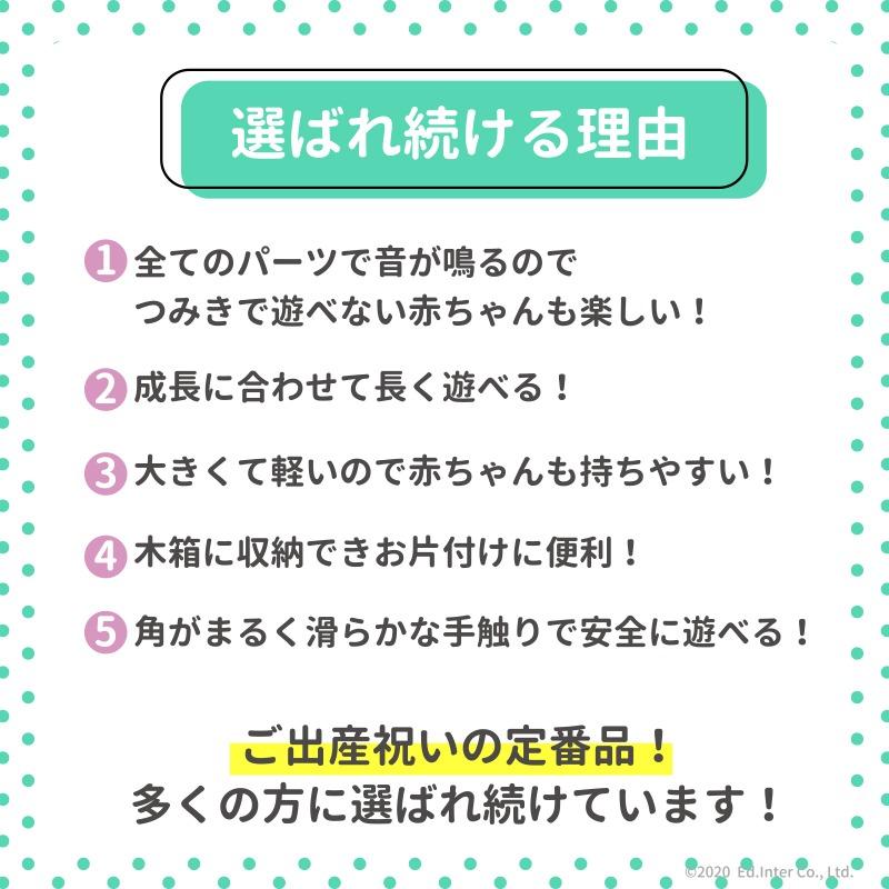 積み木 音が鳴る 木製 知育玩具 赤ちゃん 安全 大きめサイズ 1歳 誕生日 プレゼント 木のおもちゃ 音いっぱいつみき 名入れ無料I エドインター 名入れ無料の画像