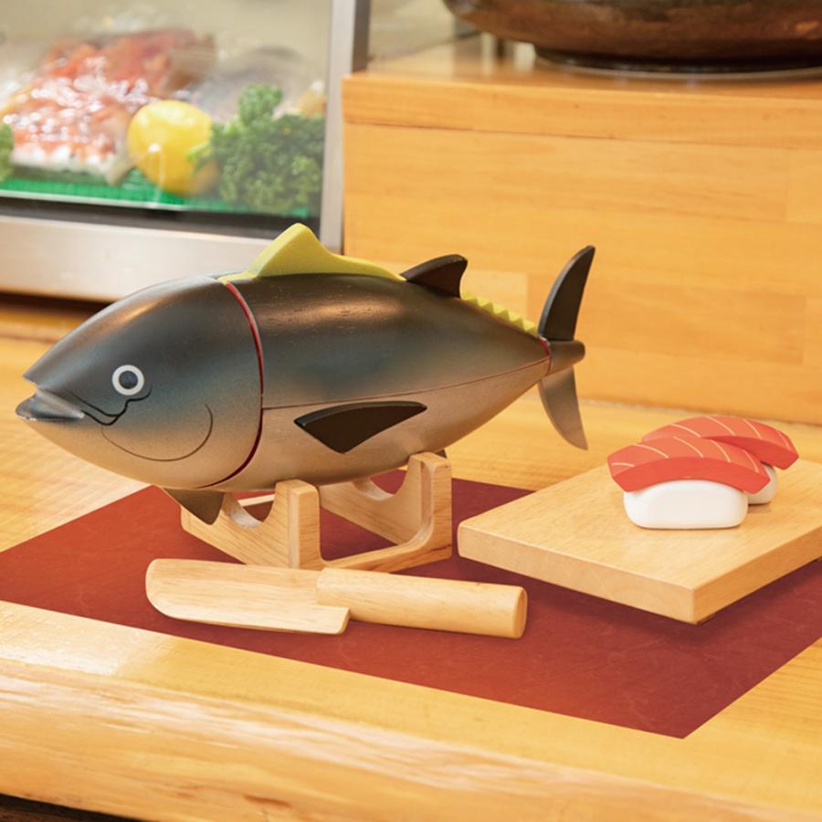 【レビュー特典あり】 ままごと マグロ解体！寿司職人セット 名入れ無料I エドインター 名入れ無料 木のおもちゃ ごっこ遊び 誕生日 プレゼント １歳 ２歳 ３歳の画像