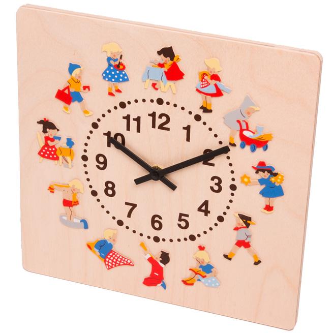 時計 木製 掛け時計 ヘラー社 子どもの一日 名入れ無料I 名入れ無料 壁