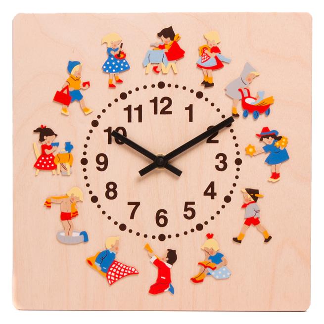 時計 木製 掛け時計 ヘラー社 子どもの一日 名入れ無料I 名入れ無料 壁
