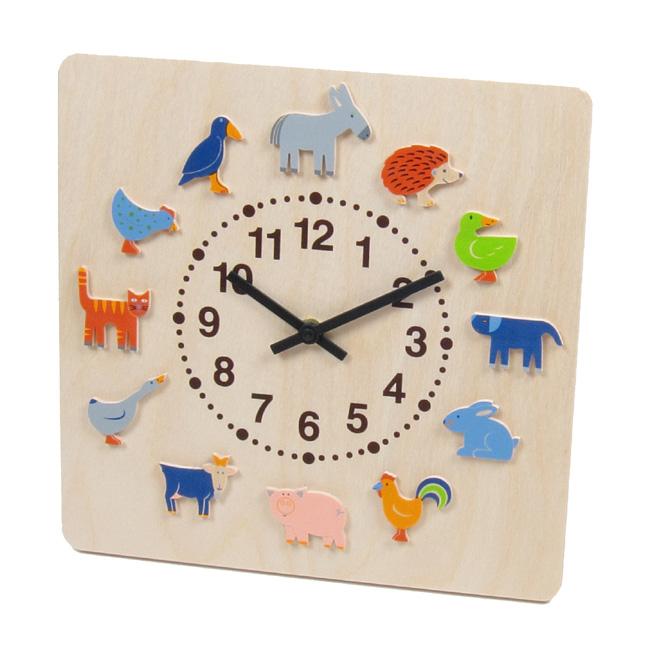 時計 木製 掛け時計 ヘラー社 ヤーン動物 名入れ無料I 名入れ無料 壁