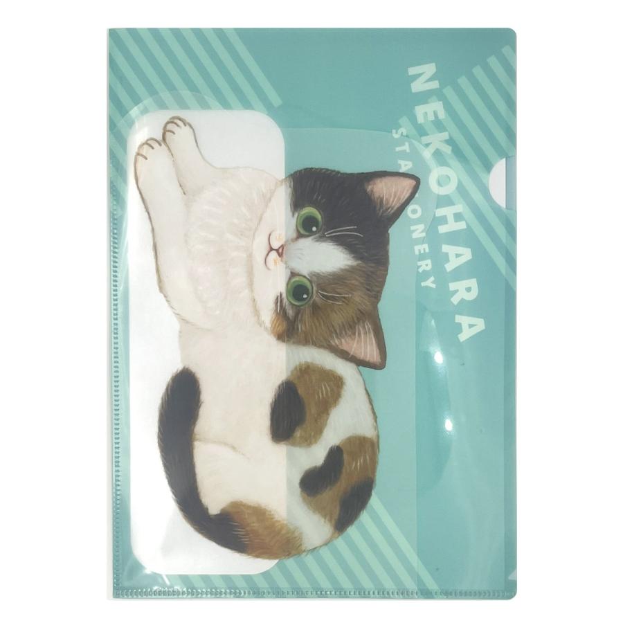 学研 公式 ねこハラ文具 Ａ４ ポケット ファイル ブルー グレー グリーン ピンク ねこグッズ 愛猫 ねこ 文具 文房具 筆記用具 キャラクター 雑貨 | 学研ステイフル | 03