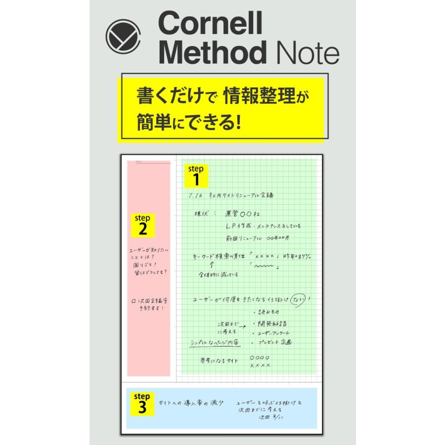学研 公式 コーネルメソッドノート B5 綴じ コーネル式 勉強 ノート ブラック 罫線 6mm グレー B罫 ED03822 仕事 会議 ノート術 | 学研ステイフル | 01