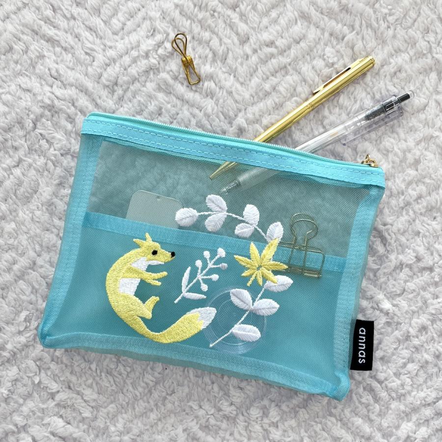 学研 公式 annas 刺繍 メッシュ ポーチ キツネ ウサギ ツバメ 小物収納 小物入れ グッズ 刺繍 雑貨 |  | 04