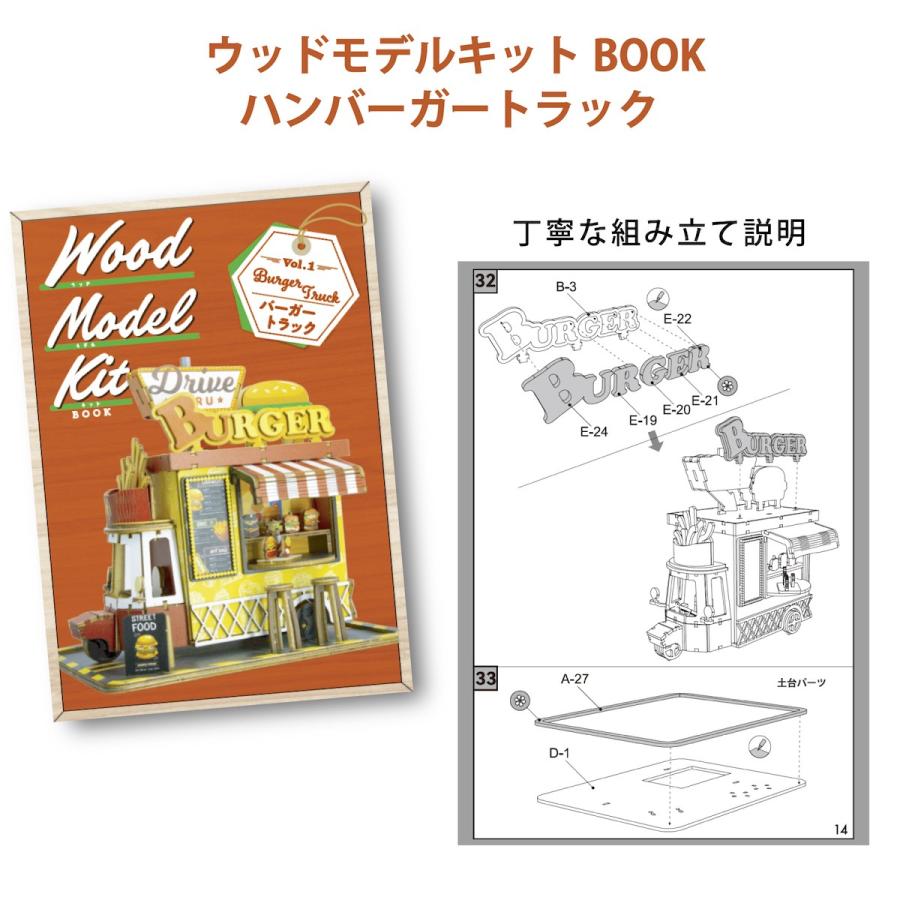 パズル ウッドモデルキットBOOK バーガートラック KO635274 15歳以上 木製 組み立てキット 日販 日本出版販売 | 学研ステイフル | 02
