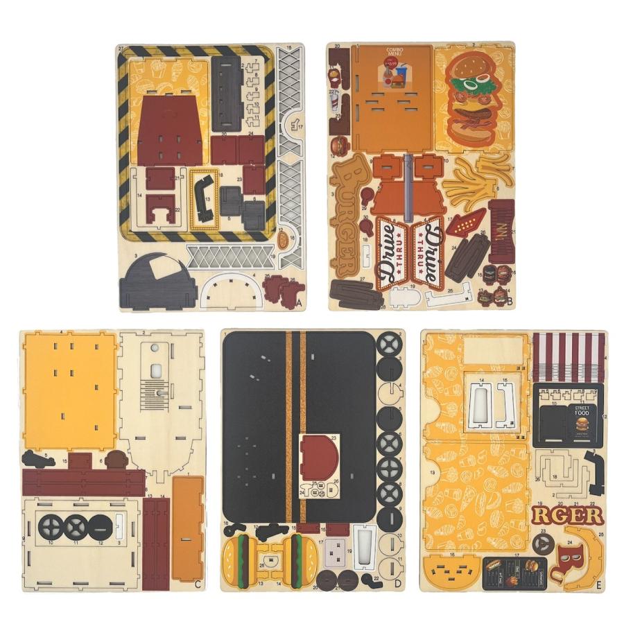 パズル ウッドモデルキットBOOK バーガートラック KO635274 15歳以上 木製 組み立てキット 日販 日本出版販売 | 学研ステイフル | 03