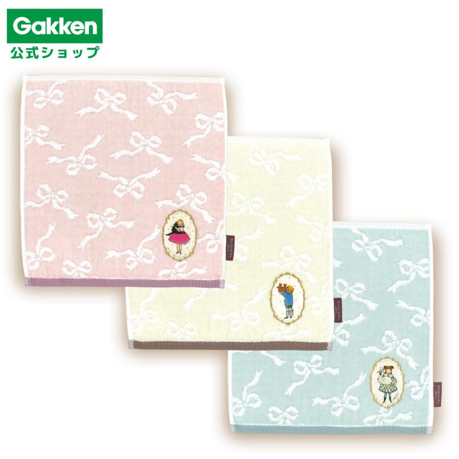 くらはしれい プリント アップリケ ハンカチ ハンドタオル 綿100％ アップリケ付き グッズ 雑貨 イラスト かわいい 女の子 ニシオ | 