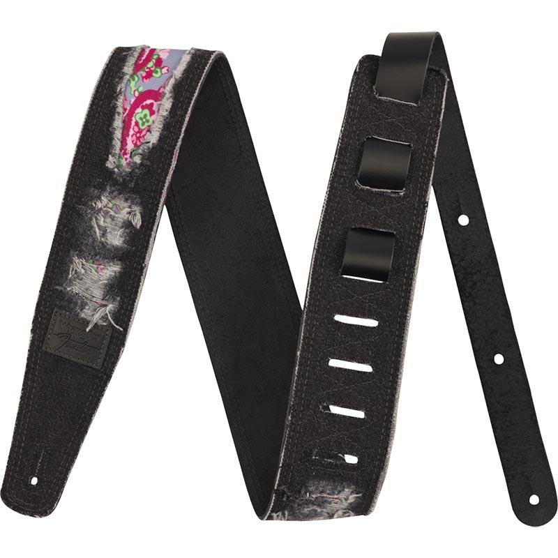 Fender x Wrangler Ripped Denim Strap, Black ギターストラップ