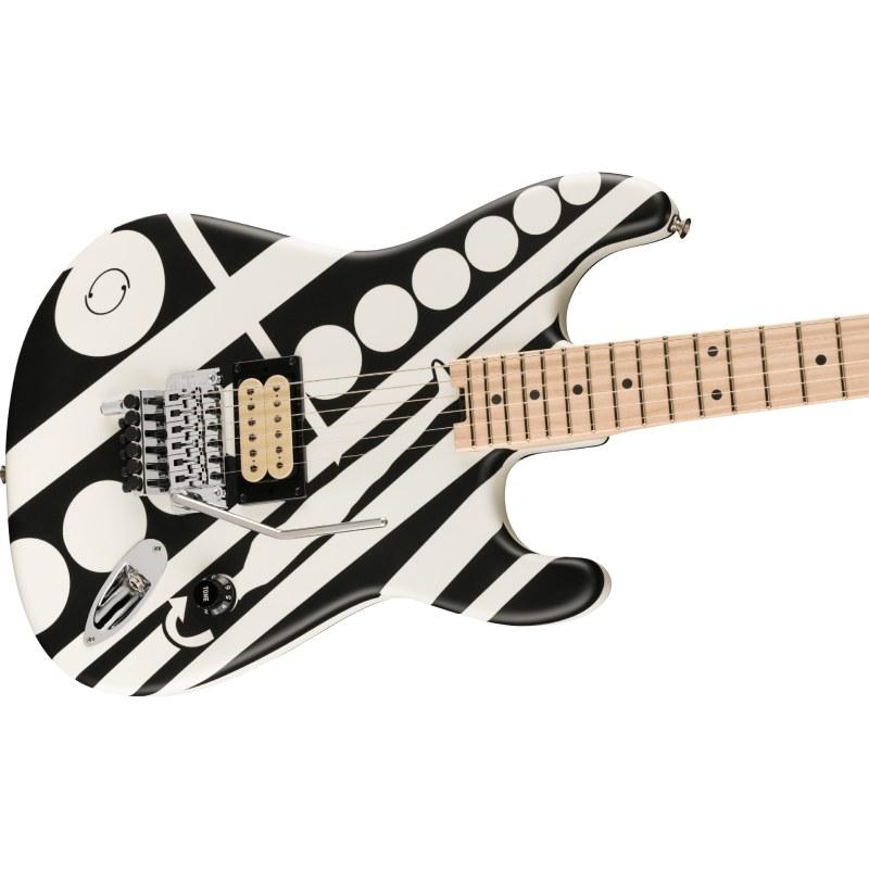 EVH Striped Series Circles， Maple Fingerboard， White and Black エレキギター_3