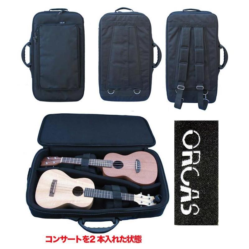 ORCAS OULC-3D BLK テナー2本用 ウクレレソフトケース〈オルカス