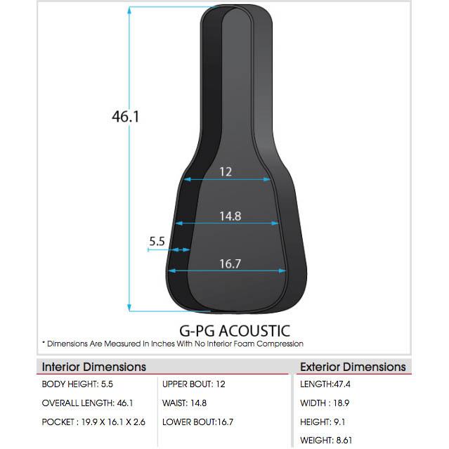 GATOR G-PG ACOUSTIC アコースティックギター用ギグバッグ〈ゲーター〉｜gakki-de-genki｜04