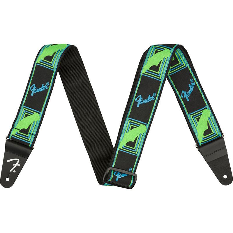 Fender Neon Monogrammed Strap, Green/Blue ギターストラップ【フェンダー】｜gakki-de-genki