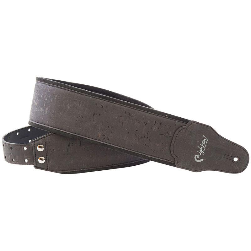 RightOn! STRAPS B-CORK Black ギター ベース用ストラップ 〈ライトオン！ストラップス〉｜gakki-de-genki