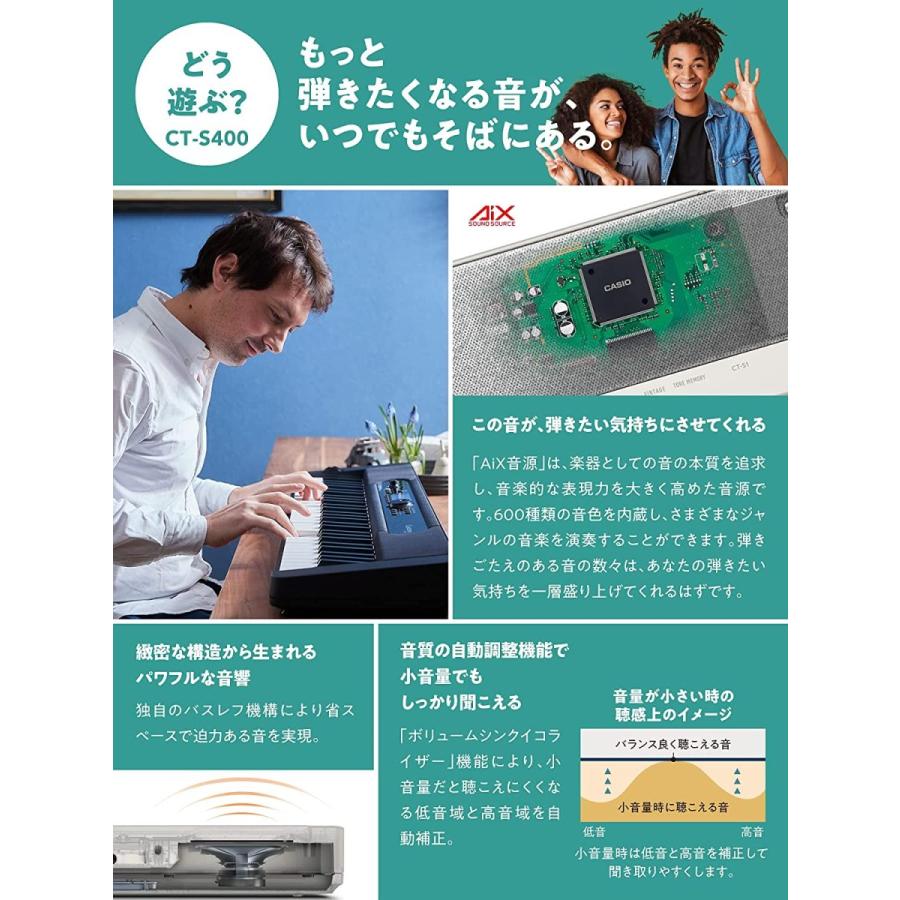 21新発 キーボード タッチレスポンス付き61鍵標準鍵盤 ブラック Ct S400 Casiotone カシオ Casio 電子キーボード 新しいエルメス Applefaces Co