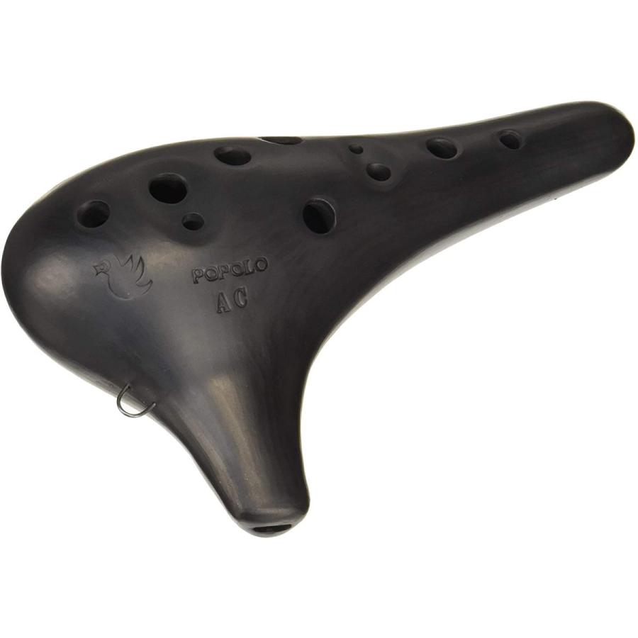 POPOLO·ポポロ　オカリナ　アルトC管　陶器製黒色 ポポロ オカリナ アルトC シングル管 コンチェルト 黒陶／赤土