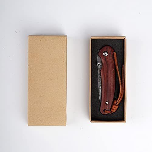 ダマスカスナイフ 折り畳み フォールディング LAGERFEUER ローズウッド キャンプ 小型 全長 14.8cm 刃長 6.2cm｜gakkystore｜13