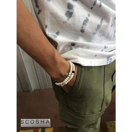 最安 Mb128 スコーシャ Scosha 手編み部分にデニムの入ったブレスレット Scosha Wave ユニセックス Denim アメリカ製 Usa製 ウェーブブレスレット Bracelet メンズアクセサリー Albinofoundation Org