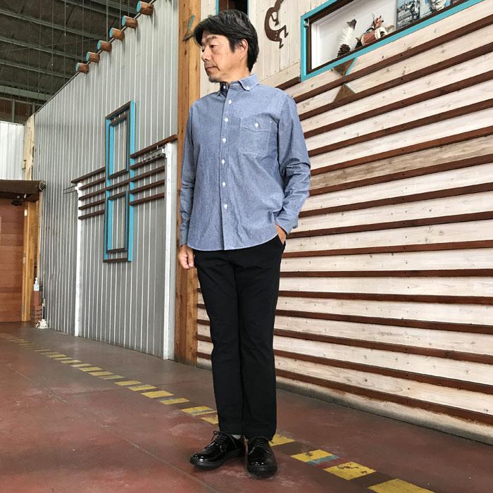 STUDIO ORIBE スタジオオリベ 　ジェームス ボタンダウンシャツ　JS8011  Pujol Standard Oxford White プジョル　　DG Blue ダンガリーブルー　コットン｜gaku-shop｜02