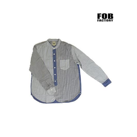 【SALE】Ｆ.Ｏ.Ｂ エフオービー F.O.B FACTORY F3476 CRAZY STRIPE BANDCOLLAR SHIRTS クレイジーストライプバンドカラーシャツ　Blue Multi｜gaku-shop｜16