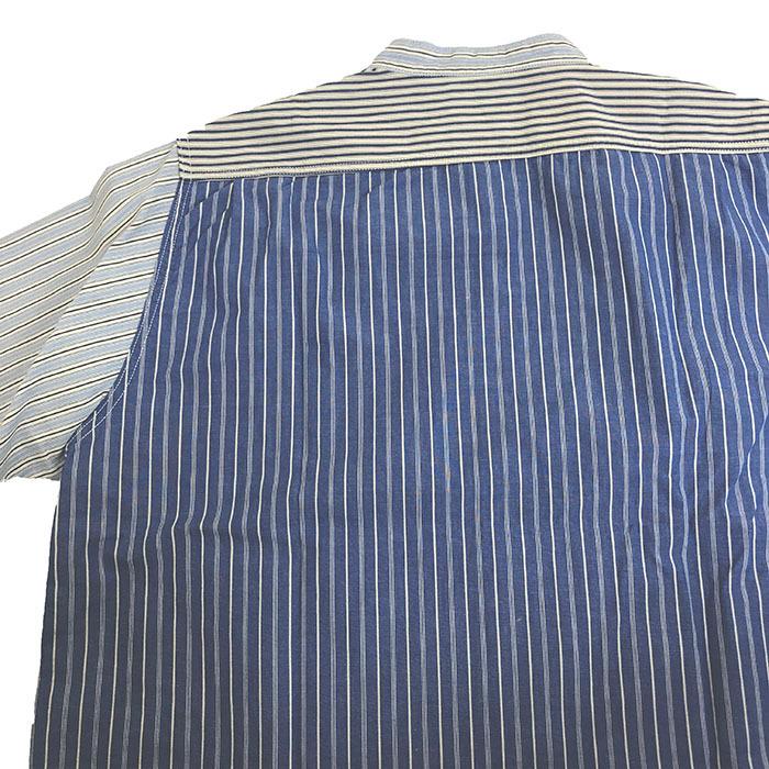 【SALE】Ｆ.Ｏ.Ｂ エフオービー F.O.B FACTORY F3476 CRAZY STRIPE BANDCOLLAR SHIRTS クレイジーストライプバンドカラーシャツ　Blue Multi｜gaku-shop｜05