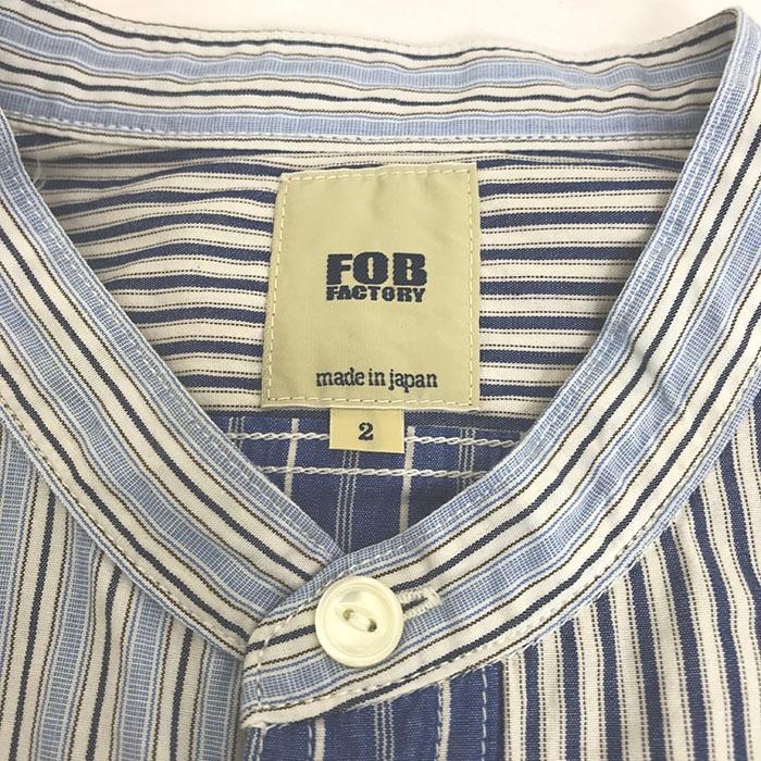 【SALE】Ｆ.Ｏ.Ｂ エフオービー F.O.B FACTORY F3476 CRAZY STRIPE BANDCOLLAR SHIRTS クレイジーストライプバンドカラーシャツ　Blue Multi｜gaku-shop｜08