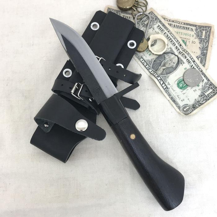 Red Orca レッドオルカ　樫柄　カイディックス和式シースナイフ　115mm　黒打ち　特殊割り込み