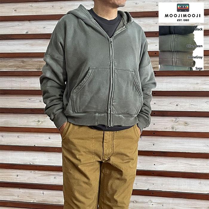 MOOJIMOOJI(ムージムージ) ダメージ加工ジップアップパーカー サイズＳ MOOJIMOOJI ムージムージ OVERSIZED ZIPUP HOODIE AGED ジップアップ