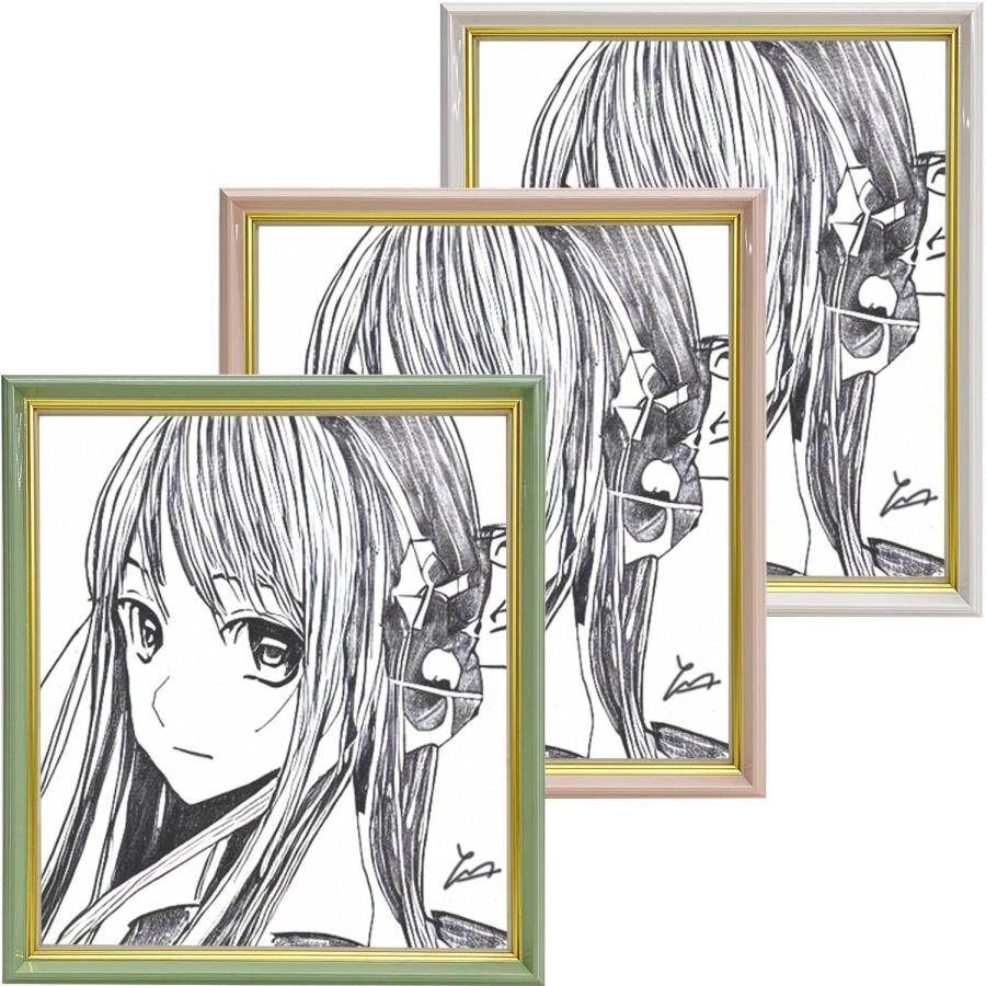 漆塗り枠ガラス張りの額に入った色紙です 漆塗り枠ガラス張りの額に入った色紙です