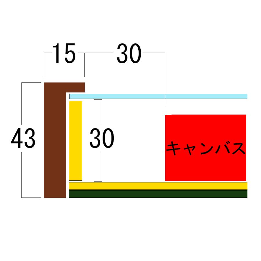 油絵額縁 細角箱15 アクリル付 /190×273(P3)のキャンバス