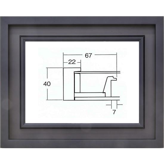 3441N ブラック F4号 (333×242mm) ブラックなモダンな油彩額縁 表面