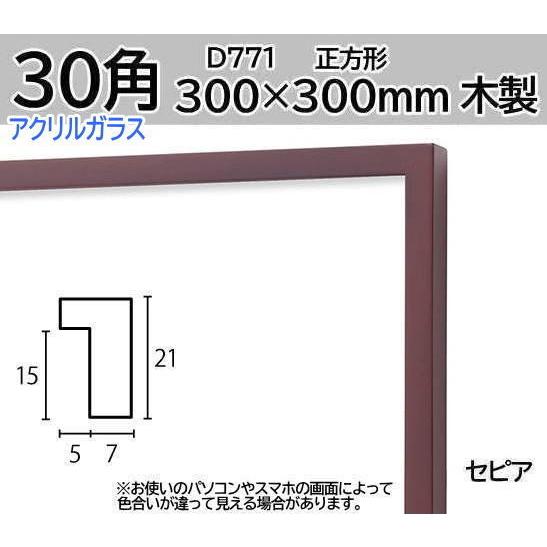 D771 セピア 30角 300×300mm 水彩額 水彩額縁 デッサン額 デッサン額縁 フレーム 角額 正方形｜gakubutiya
