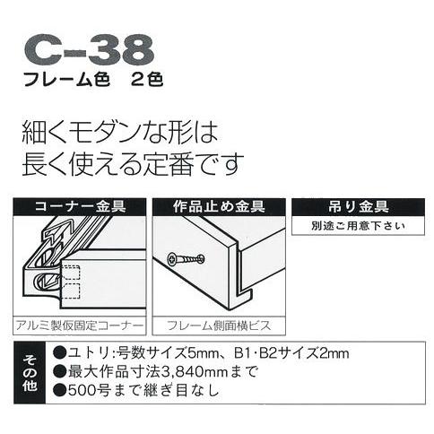 C-38 オリジン F3号用 キャンバス用 組立式 アルフレーム 仮縁 アルミ 展覧会 用 出展用額縁 273×220｜gakubutiya｜02