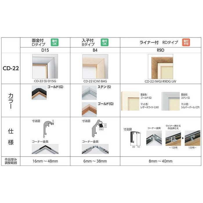 CD-22 オリジン 30号(F・P・Mサイズ)用 キャンバス用 組立式 アルフレーム 仮縁 アルミ 展覧会 用 出展用額縁 910｜gakubutiya｜02