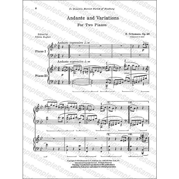 ピアノ 楽譜 シューマン アンダンテと変奏曲 作品46 (2台4手) 楽譜 シューマン／アンダンテと変奏曲 変ロ長調 Op.46（50259600